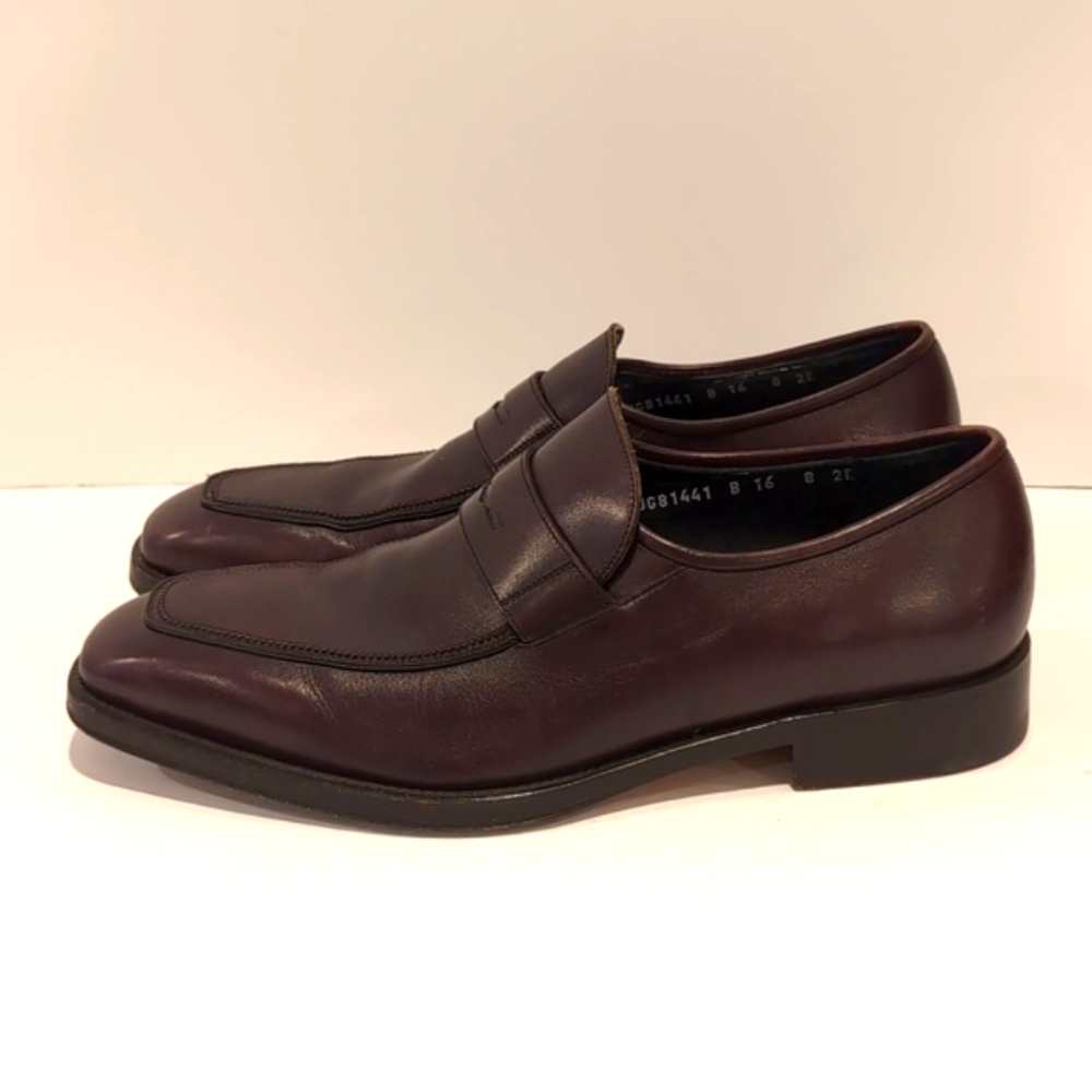 Salvatore Ferragamo Burgundy Brown Leather Penny Loafers Size 8 - Picture 3 of 15